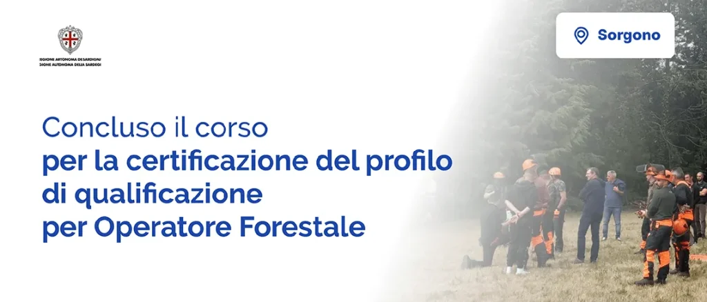 Corso operatore forestale Sorgono - Uomini in borghese e divisa catarifrangente nel bosco