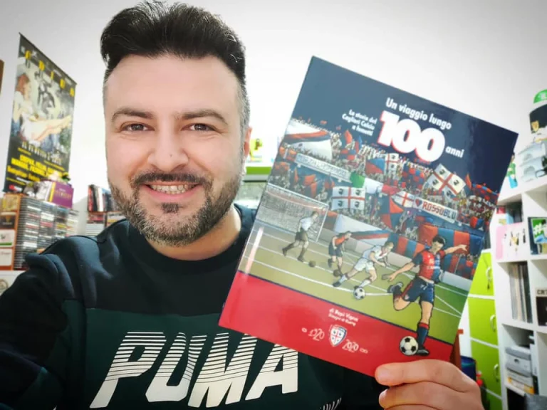 Il disegnatore Andrea Buongiorno, in Arte Buong, che ha illustrato la Storia del Cagliari a Fumetti.